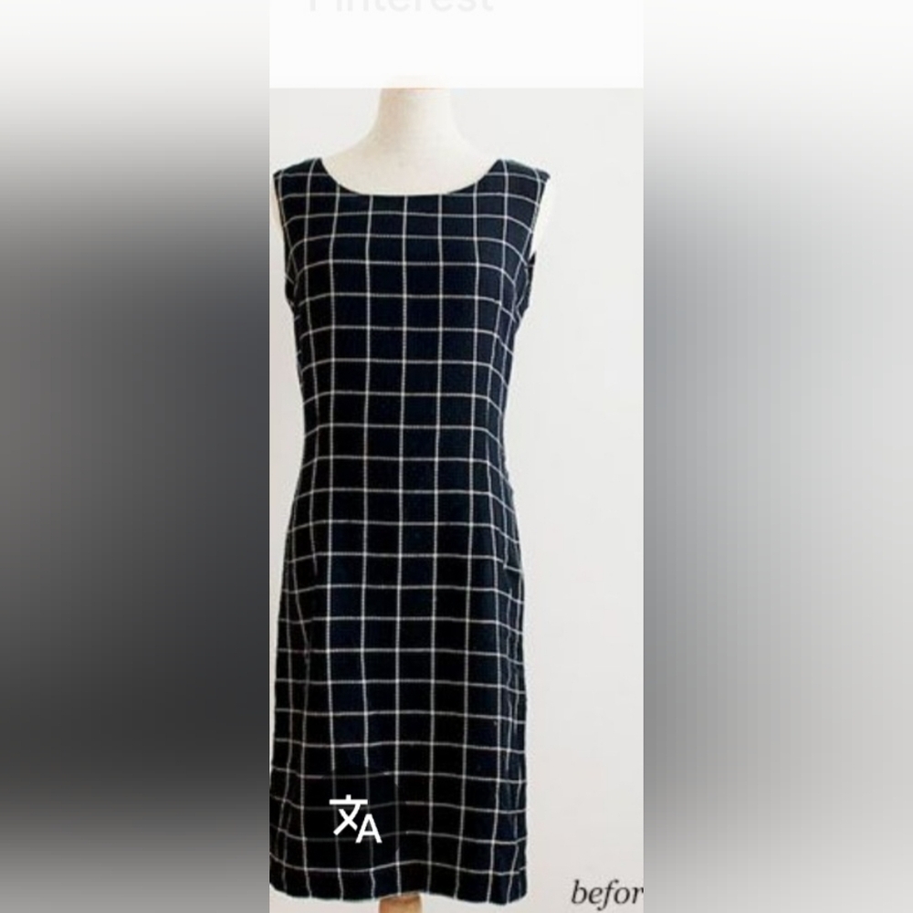 LULUS size L Dark Blue and White Checkered Midi Elegant Formal Dress - Picture 12 of 16